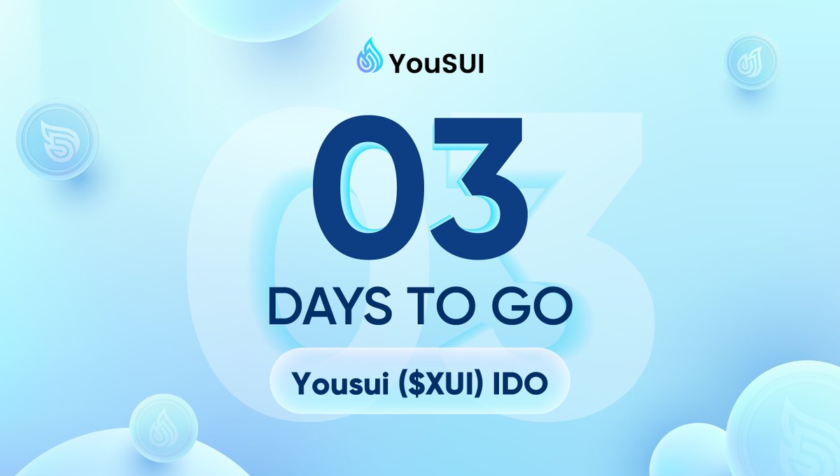 YouSUI_Global's tweet photo. β³ Tick tock, tick tock! βοΈ
Only 3 days left for the #XUIIDO ! It's time for all YouSUIers to gear up and get ready!
Let's recap the IDO details:
Time: July 20th at 12:00 PM UTC
Location: https://t.co/BEwbJImOC3
Guide: https://t.co/ux6JjybBqV
π Join us for a week of exciting events and daily rumbles on our Discord, to secure your OG roles!
Stay informed and updated on our community channels:
β
Discord: https://t.co/aVHf5jyKDS
β
Zealy: https://t.co/5w5eWsgAo6
πͺ It's the perfect time to take action, be rewarded within the @YouSUI_Global community and be part of an incredible event on @SuiNetwork this Thursday. 12pm UTC, 20th July.
Let's make this happen together, fam! π #YouSUIer
#SUI #YouSUI #XUI #IDO @Mysten_Labs