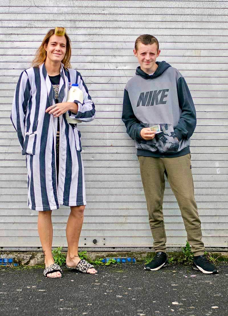 #streetphotography #preston #dailyessentials #dressinggown #hairrollers #fiver #motherandson #milk #shutters #nike #leopardprint #slippers #shop  #nufc