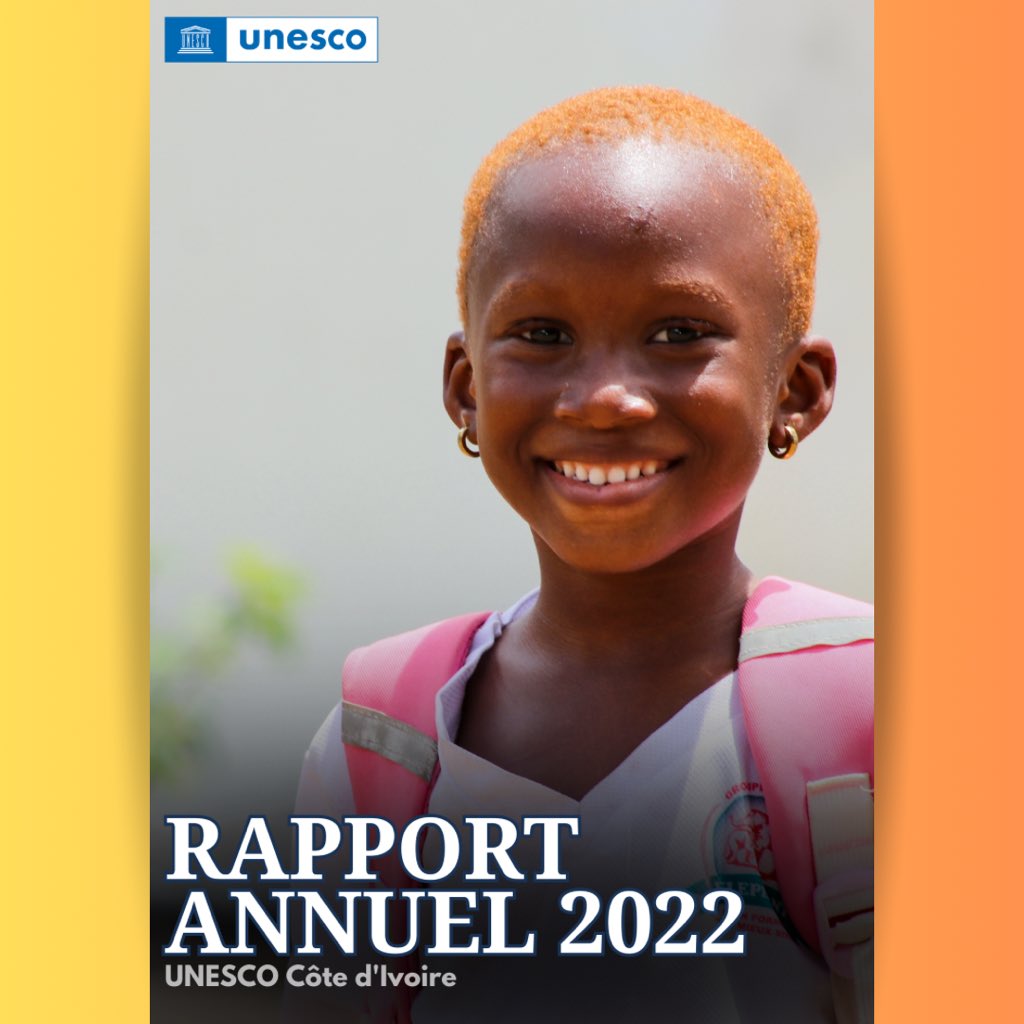 UnescoCIV's tweet photo. Notre rapport 2022 est disponible !🙌🏾🙌🏾🙌🏾
Nous vous invitons à découvrir notre action dans les domaines de l’éducation, des sciences naturelles et exactes, des sciences humaines et sociales, de la culture, de la communication et de l’information. 

👉🏾 https://t.co/bzyIy6aHnW https://t.co/1QQEwiPbHh