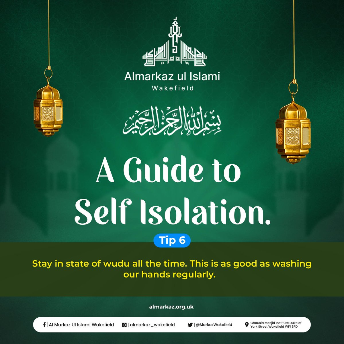 MarkazWakefield's tweet photo. Finding peace in the remembrance of Allah : An Islamic guide to self-isolation.
#almarkazulislamiwakefield
#SelfIsolation
#IslamicGuidance
#FaithInIsolation
#PrayerInSolitude
#SpiritualReflection
#IslamicWisdom
#EmbraceSolitude
#ConnectingWithAllah
#SelfDevelopment https://t.co/AzBG6RLckH