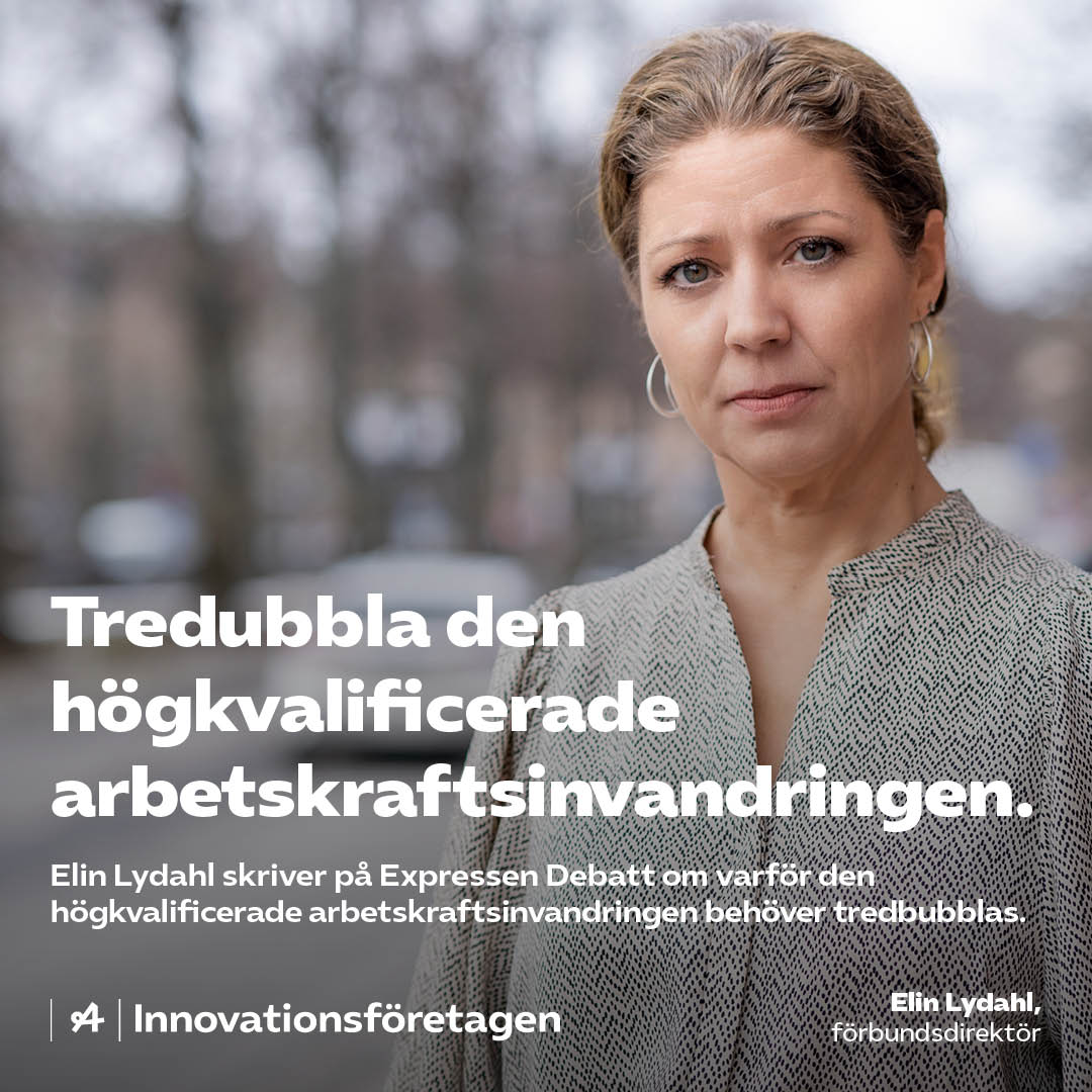 Innovationsftg's tweet photo. Tredubbla den högkvalificerade arbetskraftsinvandringen! 

@LydahlElin skriver på @ExpressenDebatt om varför vi behöver mer arbetskraftsinvandring: https://t.co/e80NNzR5ib https://t.co/vISgUKyF1K