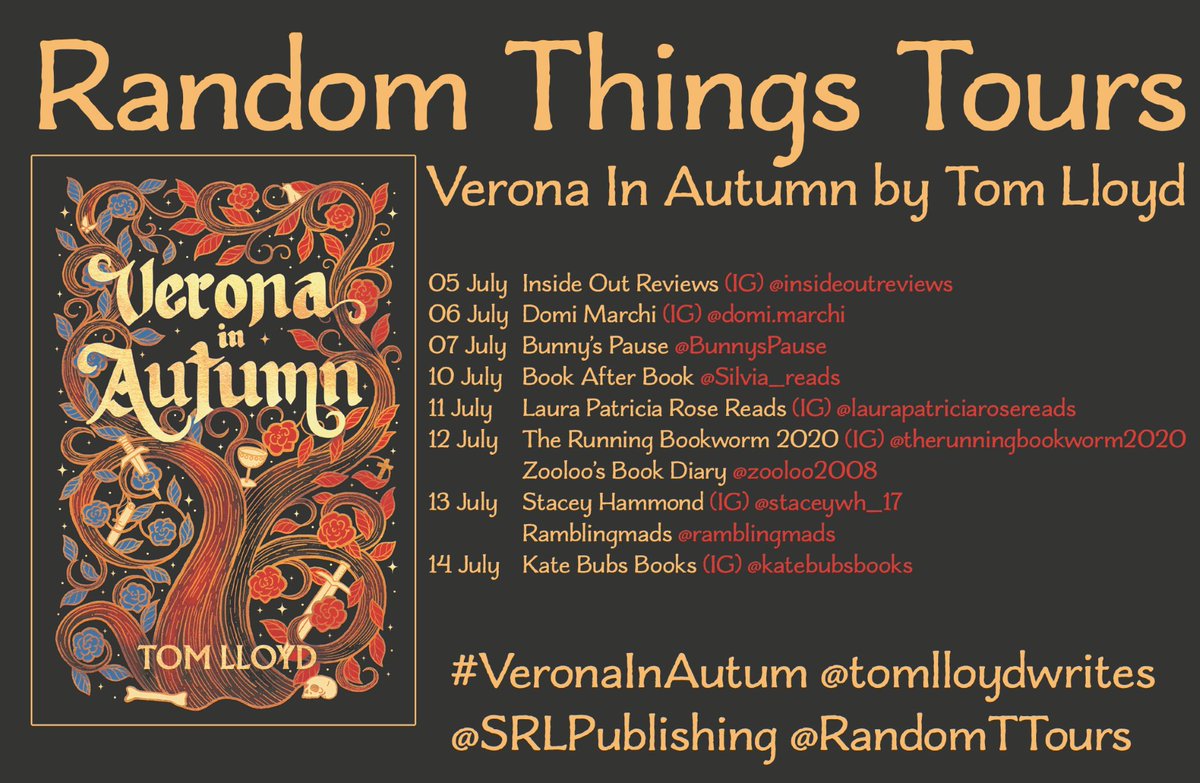 HUGEST THANKS #RandomThingsTours Bloggers for supporting #VeronaInAutumn @tomlloydwrites @SRLPublishing 

Please share reviews on Amazon/Goodreads 

@BunnysPause 
@Lauraprosereads 
@zooloo2008 
@staceywh100 
@ramblingmads