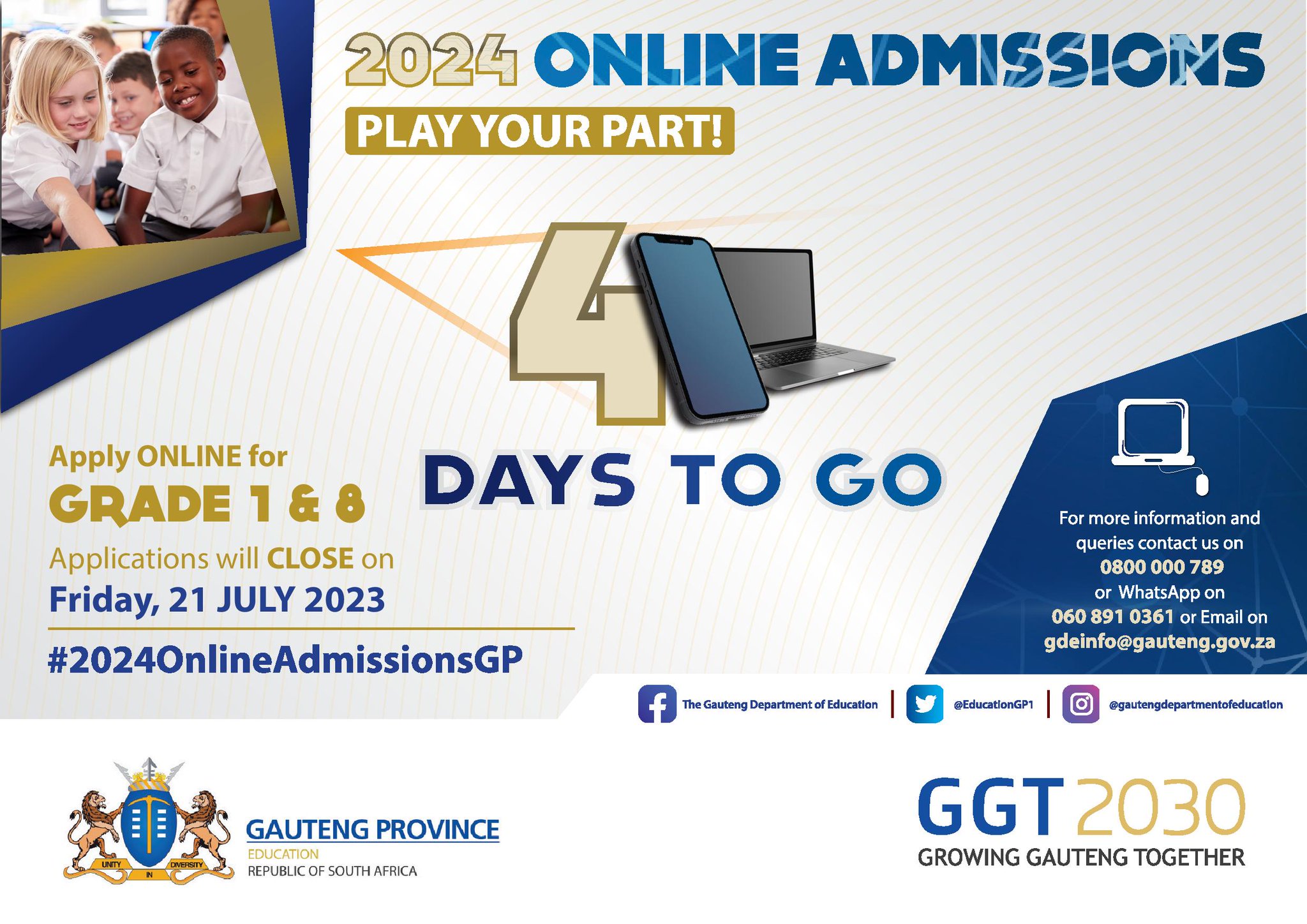 Gauteng Department of Education on Twitter "⏰ 4 DAYS TO GO until the