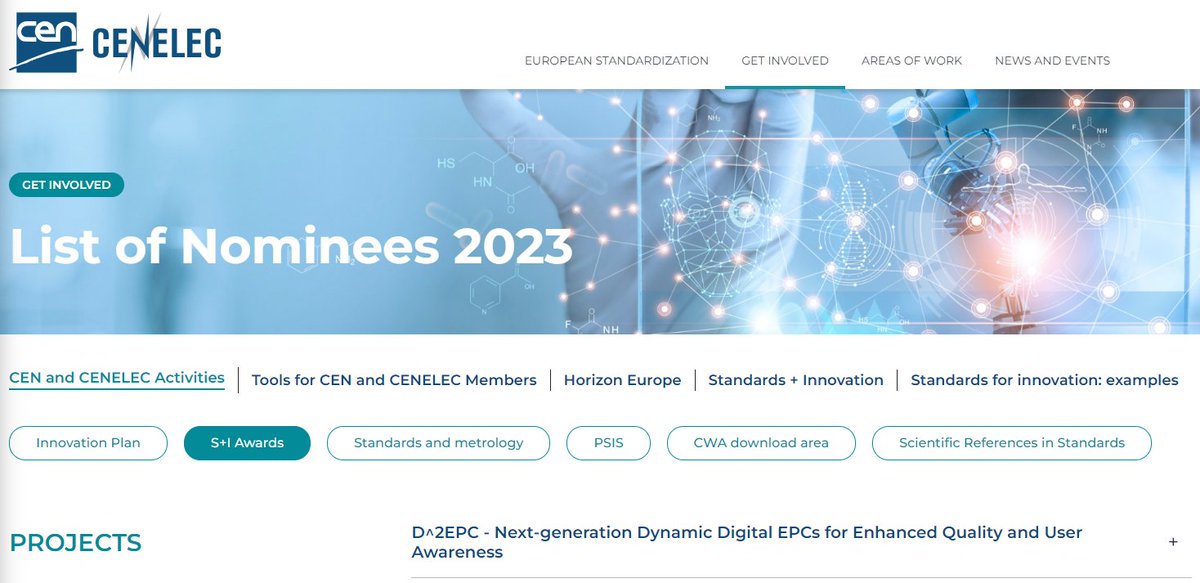D2EPC (@d2epc) on Twitter photo We are proud to announce that the @D2epc project has been #nominated in the project category as a candidate for the “Standardisation+Innovation #Awards 2023" of <a href="/Standards4EU/">CEN and CENELEC</a>, the European #standardisation body.
🔗 Read more: d2epc.eu/en/news-events…
<a href="/NormasUNE/">UNE Asociación Española de Normalización</a> @ATstandards We are proud to announce that the @D2epc project has been #nominated in the project category as a candidate for the “Standardisation+Innovation #Awards 2023" of <a href="/Standards4EU/">CEN and CENELEC</a>, the European #standardisation body.
🔗 Read more: d2epc.eu/en/news-events…
<a href="/NormasUNE/">UNE Asociación Española de Normalización</a> @ATstandards