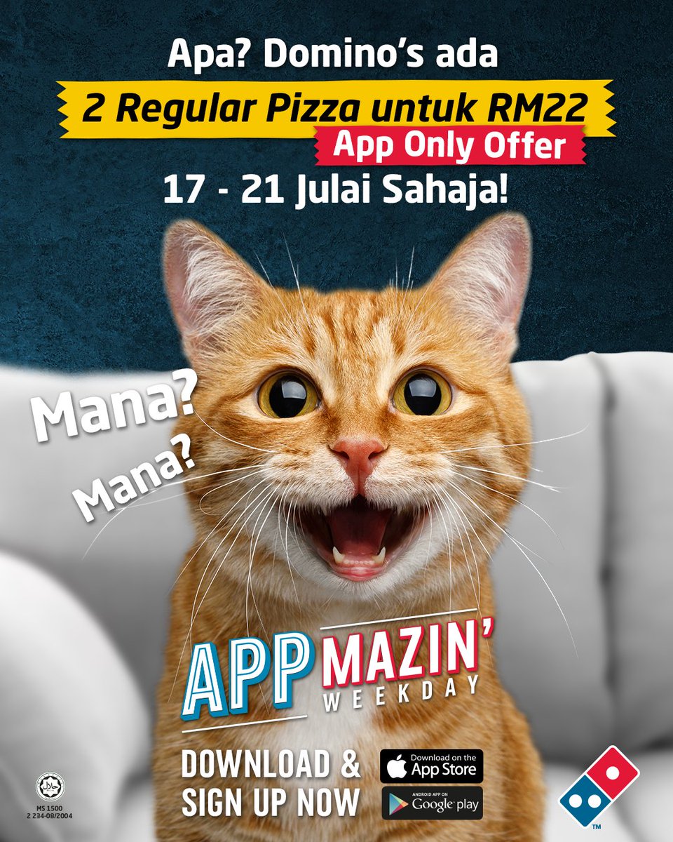 Jangan kata Oyen, min pun terkejut Domino’s kasi PROMO ni! 😲 Korang jangan tunggu lagi, jom download apps kami sekarang, dan order laju-laju! Sampai Jumat ni je geng! 🥰🍕 bit.ly/MemangAppmazin