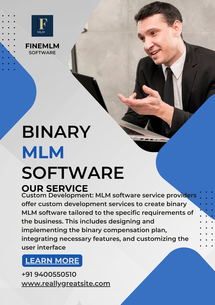 FineMlm42105's tweet image. 📢 Exciting News! 🚀 Introducing our game-changing Binary MLM Software! 💻💼
🌟 Streamline your MLM business and maximize your profits with our cutting-edge solution. Manage members and more! 💪
#BinaryMLMSoftware #MLM #NetworkMarketing #BusinessGrowth #EmpoweringEntrepreneurs