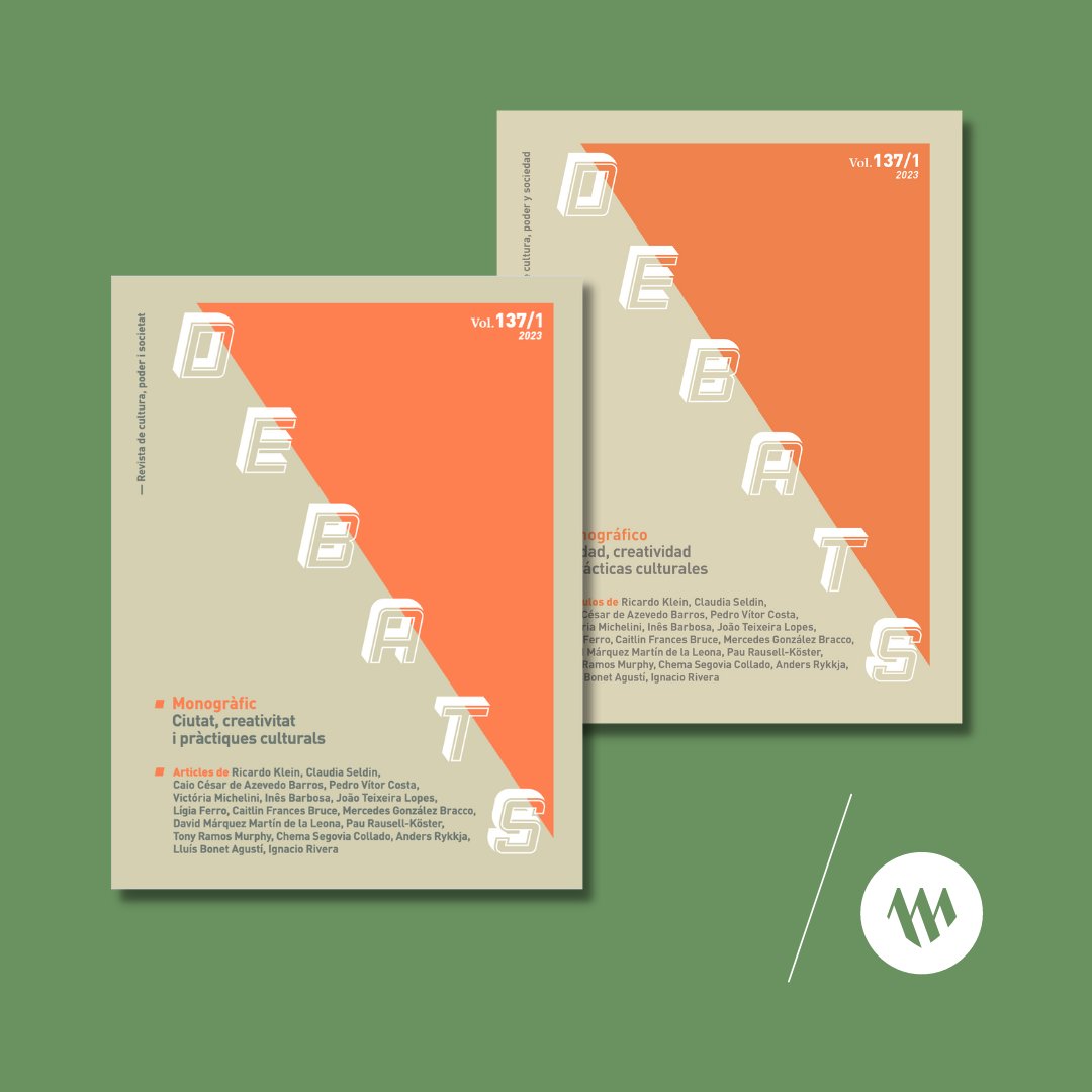 📖 Ja pots adquirir en paper l'últim "Debats" (vol.137/1) amb el monogràfic "Ciutat, creativitat i pràctiques culturals". 

Val: rb.gy/padlg
Cast: rb.gy/7w62q