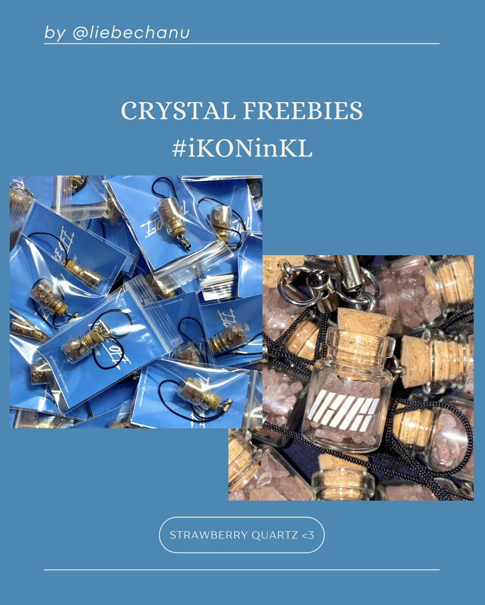 ݁ ִ ࣪⋆Hi iKONICS! ݁ ִ ࣪⋆

I have prepared 100 freebies (Strawberry Crystal) for #iKONinKL

How:
🛫rt &amp; like this tweet
🛫say hi &amp; show me this tweet 🫰🏻

Some of you might get the bottle with iKON’s logo ^^

📍 AXIATA ARENA
🗓️ 22nd July 2023 
⏰ TBA

#TAKEOFFinKL #pasariKON