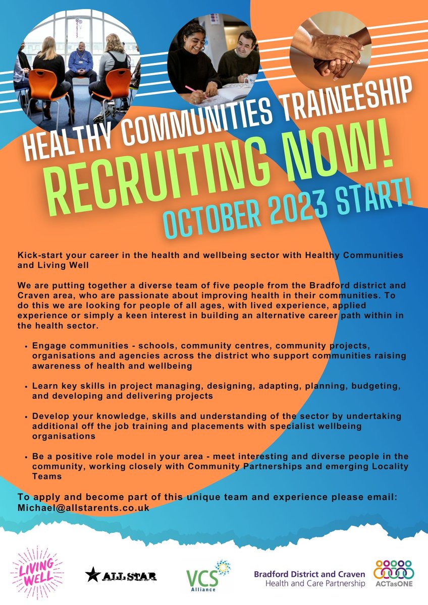 All Star (@allstarents) on Twitter photo An exciting new opportunity!!!
Recruiting now!
<a href="/ActAsOneBDC/">Bradford District Craven Health & Care Partnership</a> <a href="/healthymindsbdc/">Healthy Minds | Bradford District & Craven</a> <a href="/MyLivingWell1/">My Living Well</a>
For an application pack, please email: Michael@allstarents.co.uk An exciting new opportunity!!!
Recruiting now!
<a href="/ActAsOneBDC/">Bradford District Craven Health & Care Partnership</a> <a href="/healthymindsbdc/">Healthy Minds | Bradford District & Craven</a> <a href="/MyLivingWell1/">My Living Well</a>
For an application pack, please email: Michael@allstarents.co.uk
