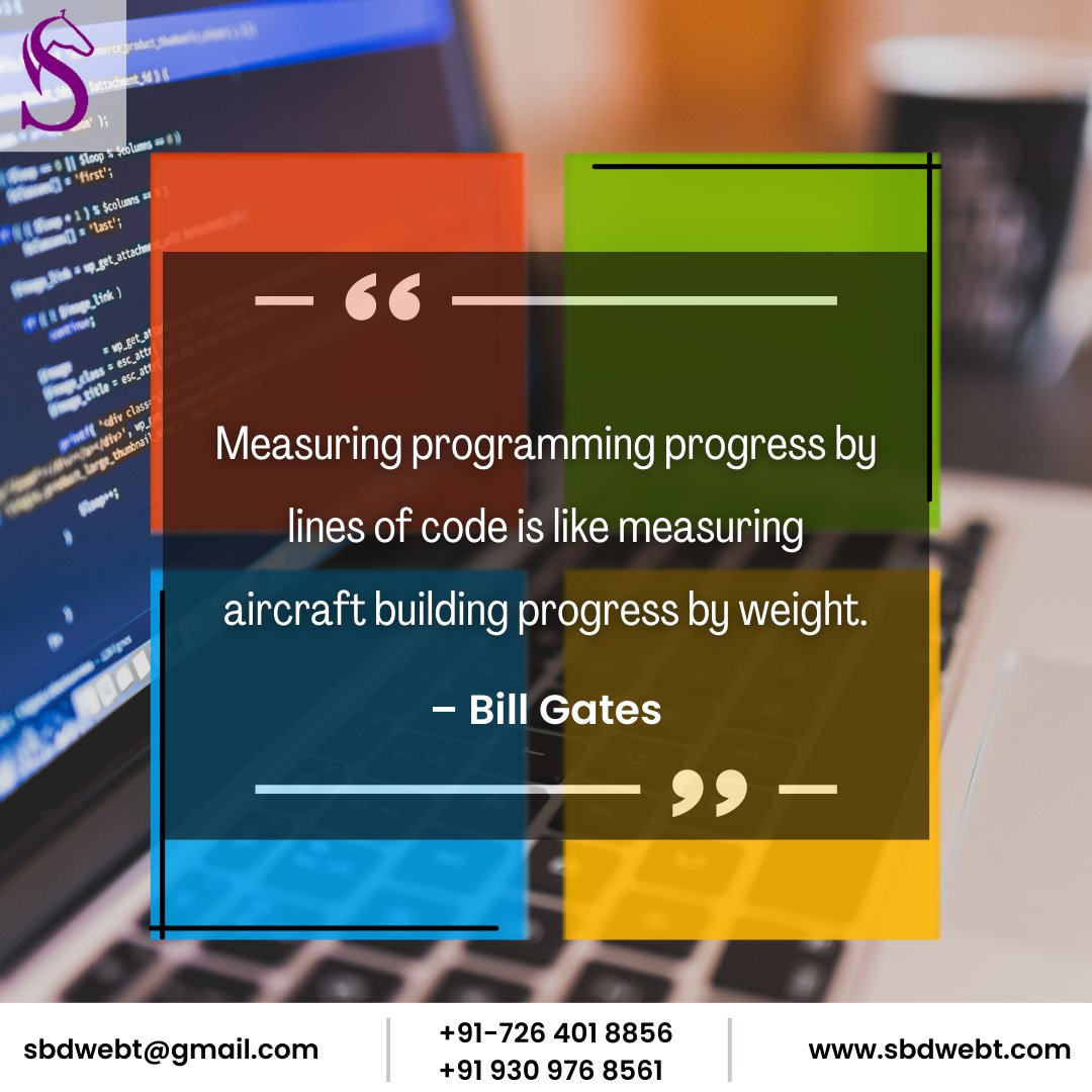 Unleash coding excellence! Measure progress by elegance, not lines. At Sbd Web Technologies, we enhance our online presence with tailored web design services. Let's weave your digital success story together. Connect today!
#CodingExcellence #DigitalSuccess #sbdwebtechnologies