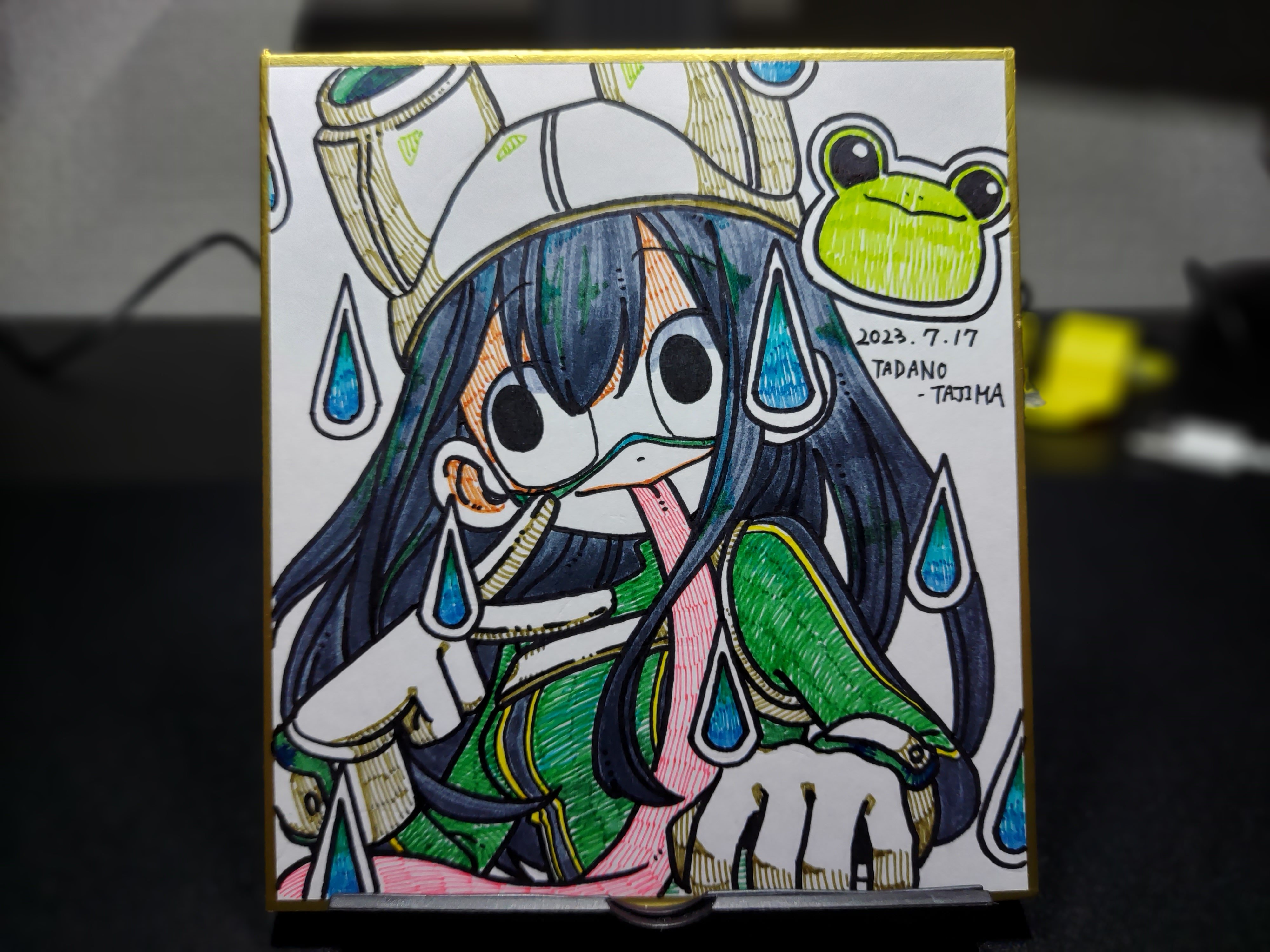 手描きイラスト オリジナル 創作 色紙 原画 寸松庵 天使