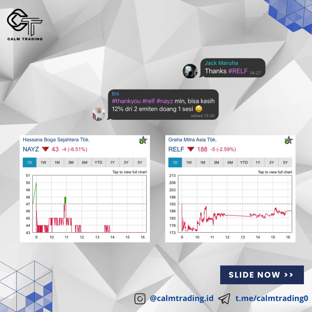 Ingin cuan trading? Ingin cepat kaya?  Yuk Follow Calm Trading. Cek link di Bio Kami yaa untuk join Trading bareng.

#Saham #tradingsaham #belajarsaham #sahamindonesia #IndonesiaBangkit