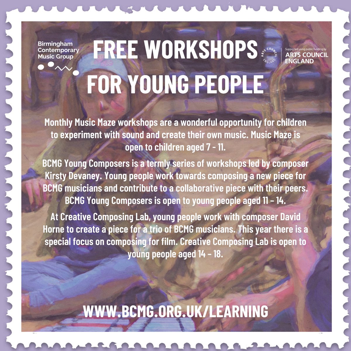 Our next season of music workshops for young people are now live 🎼 Get booking, whether you're a regular or just want to try something new with your budding musician! Book your places now 👉 bcmg.org.uk/learning