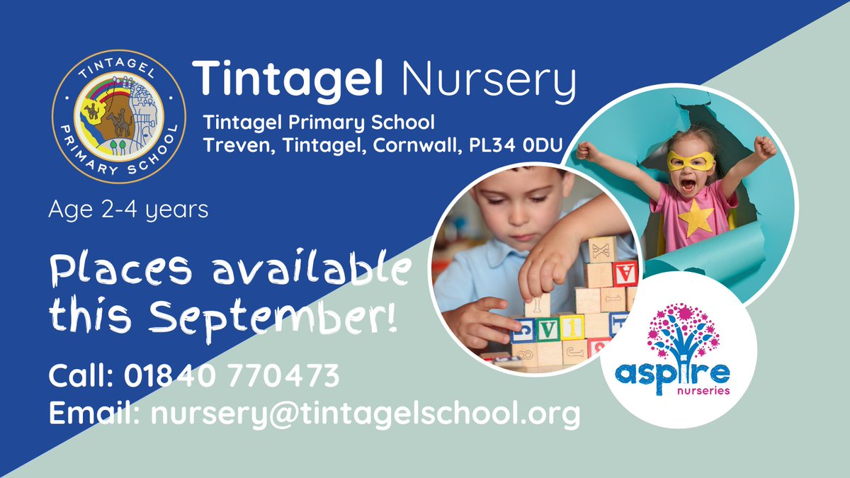 ‼️NURSERY PLACES AVAILABLE‼️ We're excited to be opening Tintagel Nursery in September.  Visit tintagelschool.org/web/welcome/64… to fill in our simple online application form and we'll be in touch as soon as possible.  Looking forward to seeing you in September and beyond!