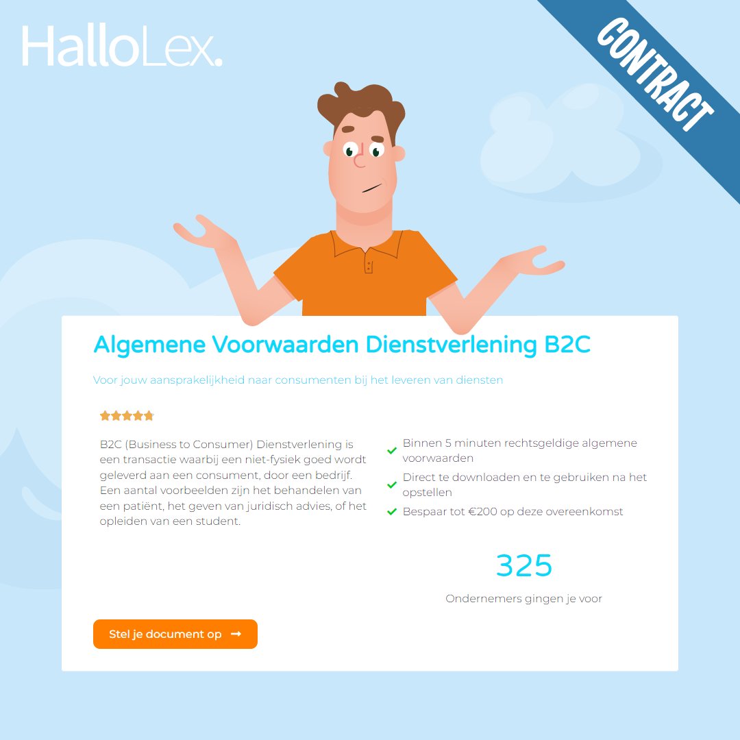 Waarom zijn Algemene Voorwaarden belangrijk voor B2C webshops? 👩‍💻 

Lex legt het je uit 🤔 Als eigenaar van een webshop is het cruciaal om de verantwoordelijkheden en rechten van beide partijen te regelen en jou en je klanten te beschermen 🤝🏼 

Algemene voorwaarden zijn stan