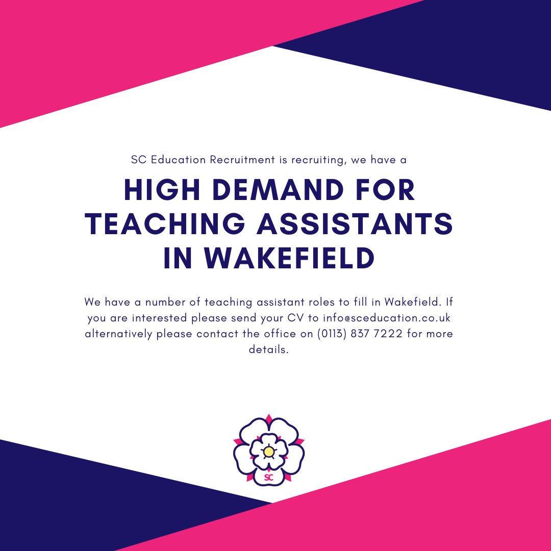 SCEducation_'s tweet photo. We still have a number of vacancies to fill for September. If you're still looking to secure a role please get in touch!

#sceducationrecruitment #educationrecruitment #teachingassistantjobs #schooljobs #wakefieldjobs https://t.co/X0zlbvPPYc