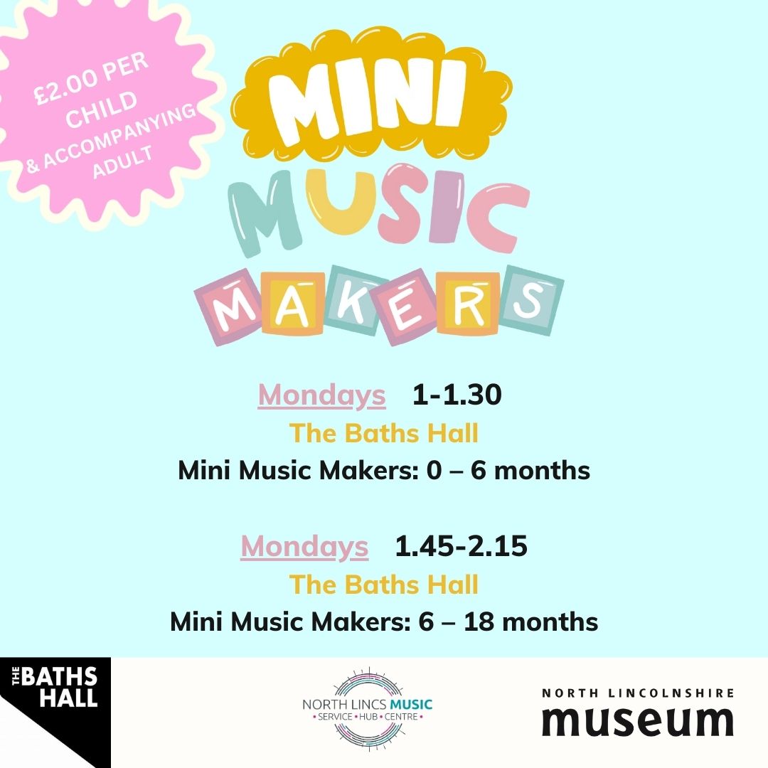 *MINI MUSIC MAKERS* Join us for our last week of Mini Music Makers Sessions before the summer holidays. Today our Mini Music Makers sessions continue at The Baths Hall No pre-booking required. Make sure to keep an eye on our page for Septembers Mini Music Makers sessions.