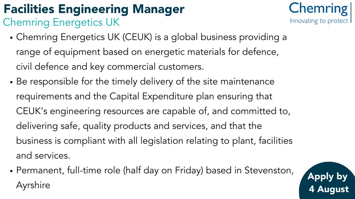 EquateScotland's tweet image. Great job opportunity with @Chemring_Group as the facilities engineering manager.

Find out more on Equate CareerHub:
equatecareerhub.org.uk/job/chemring-f… 

#womeninengineering #engineeringroles #engineeringmanagement #jobopportunity