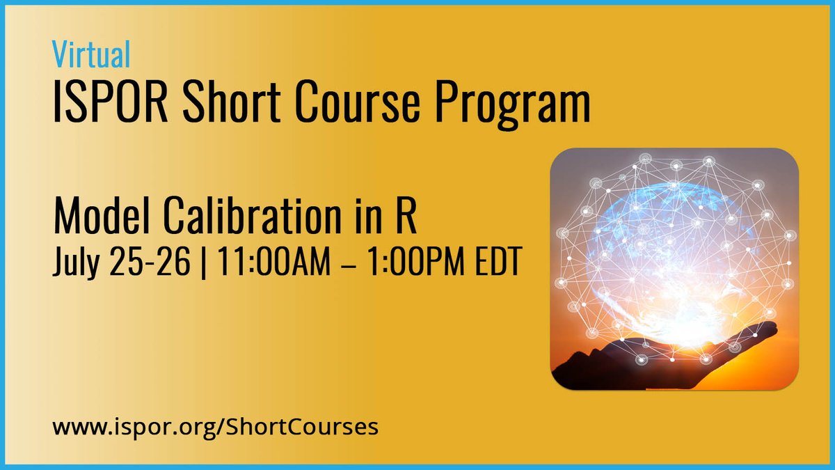 ISPORorg's tweet photo. What are the steps to calibrate a mathematical model in R? Are you interested in a general model calibration framework? This upcoming short course will cover this and more. Participants should have laptops with R and RStudio installed. #HEOR  https://t.co/TYm7bNTv0c https://t.co/OSxB75XKPc