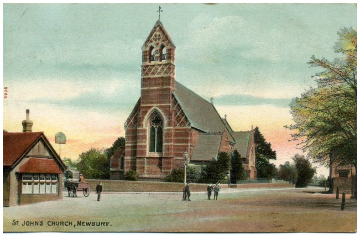 On this day (17th July) in 1860 the new district church of St John the Evangelist in #Newbury was consecrated by the Bishop of Oxford. The postcard shows a view from c.1905. Just one of the facts in the book and more being added for the second edition.