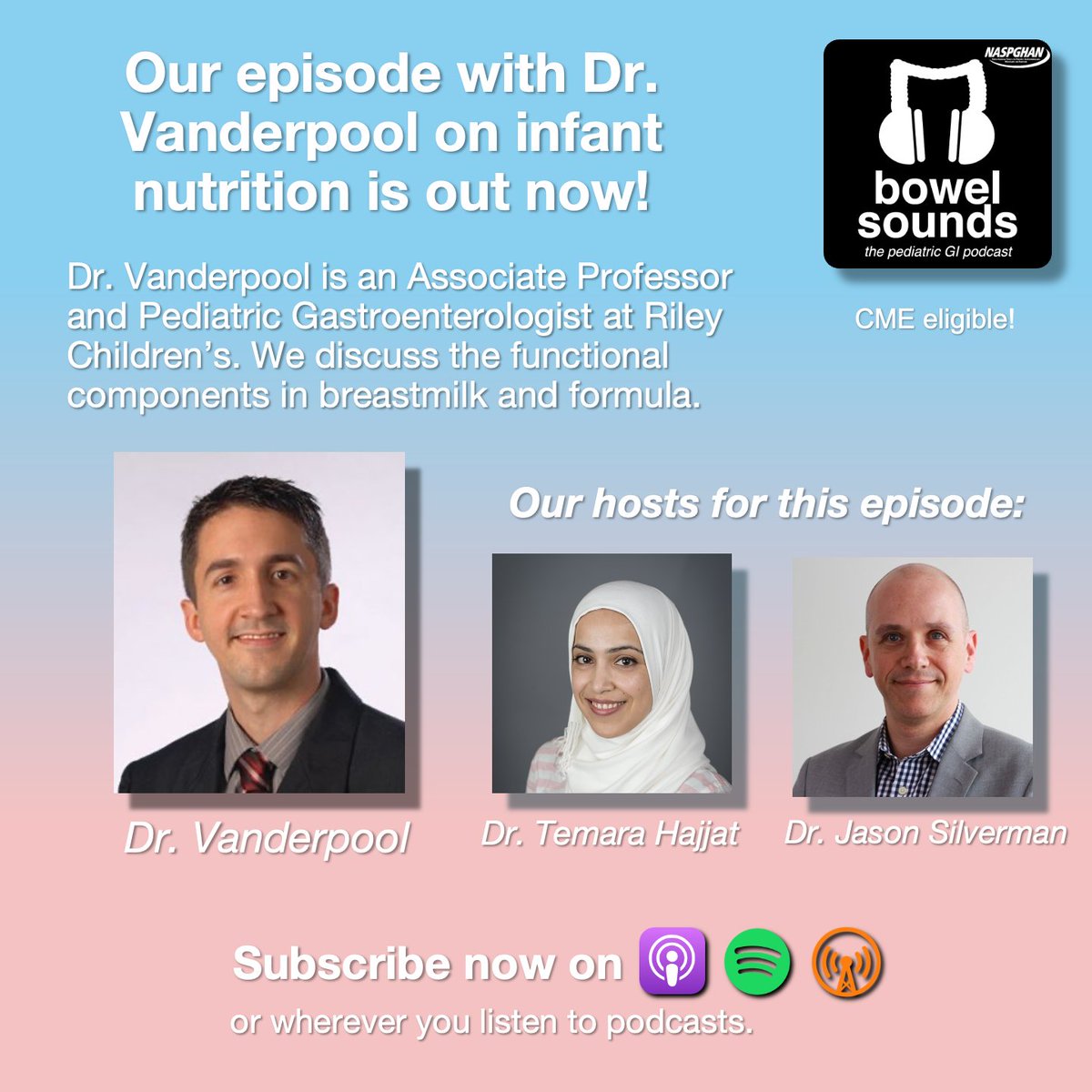 Our new #podcast episode w Dr. Vanderpool on #infant #nutrition is out now! 🍼 We discuss functional components of breastmilk and formula and how they help infants grow and thrive. @temarahajjat @DrJSilverman @NASPGHAN @cpnp_naspghan Don't miss it! 🎧 buzzsprout.com/581062/13196302