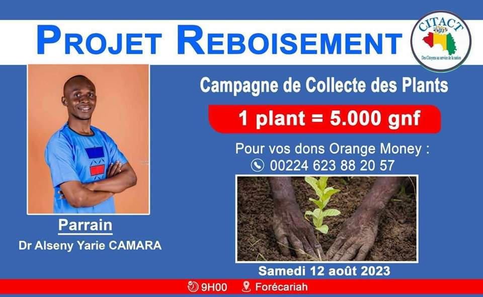 CCitact's tweet photo. #𝗣𝗥𝗢𝗝𝗘𝗧 𝗥𝗘𝗕𝗢𝗜𝗦𝗘𝗠𝗘𝗡𝗧#

𝗖𝗜𝗧𝗔𝗖𝗧 (𝗖𝗶𝘁𝗼𝘆𝗲𝗻𝘀 𝗔𝗰𝘁𝗶𝗳𝘀) invite à la réalisation de son projet RÉBOISEMENT en collaboration avec la plateforme Jeunes Responsables de Forecariah.

🗓 Date : Samedi 12 août 2023
⬇️ Lieu : Forecariah
⌚Heure : 9h00 https://t.co/kV9KKklyhG