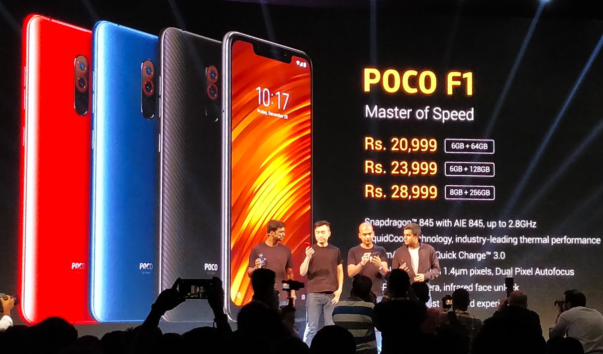 techbharat's tweet photo. A picture I clicked at the launch event of the legendary POCO F1. Look at those prices, every single body was stunned. https://t.co/TNi2Rk0q39