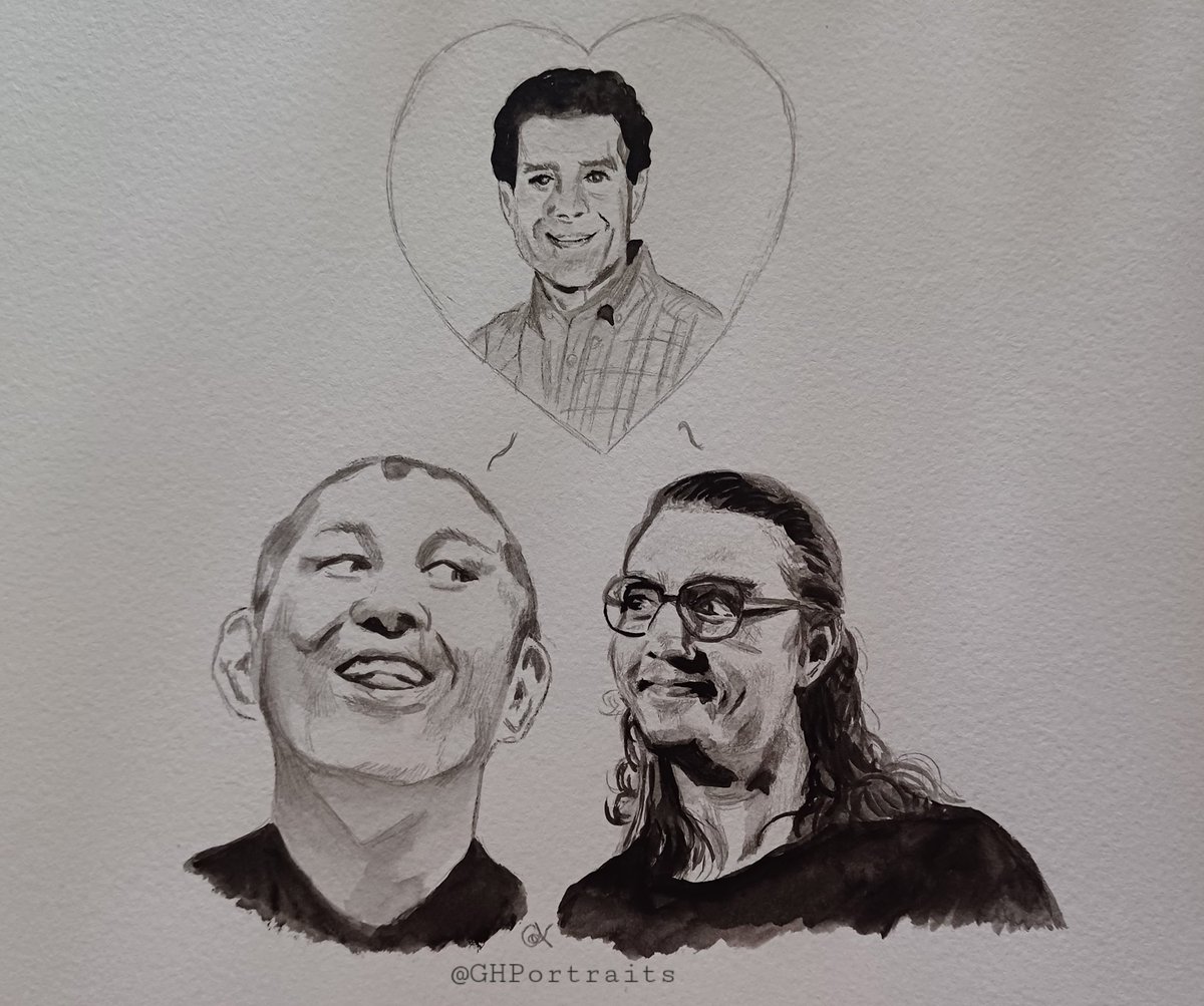 A little cartoony fun... For the love of Shalhoub!😆💕 @RJCity1 @suzuki_D_minoru #HeyEw #wings #tonyshalhoub #fanart #funart #ArtistOnTwitter #watercolour #painting #pencil #myart