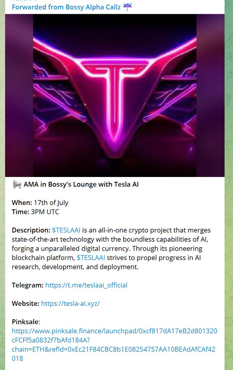 _TESLAAI_'s tweet photo. WE INVITE EVERYONE TO OUR TODAY'S AMA WITH BOSSY THAT HAS STARTED AT 17:00 PM

https://t.co/a3I5M3EBte https://t.co/dHxjwEjwBl