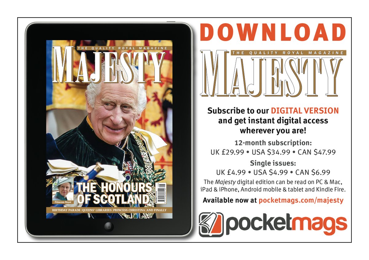 MajestyMagazine's tweet photo. The August issue of @MajestyMagazine is available to purchase and download. https://t.co/xvD5p5EInF #royal #honoursofscotland #princesschristina #queenslibraries #princessroyal #augustdeaths #queenjosephine https://t.co/mM3EOOOG1o