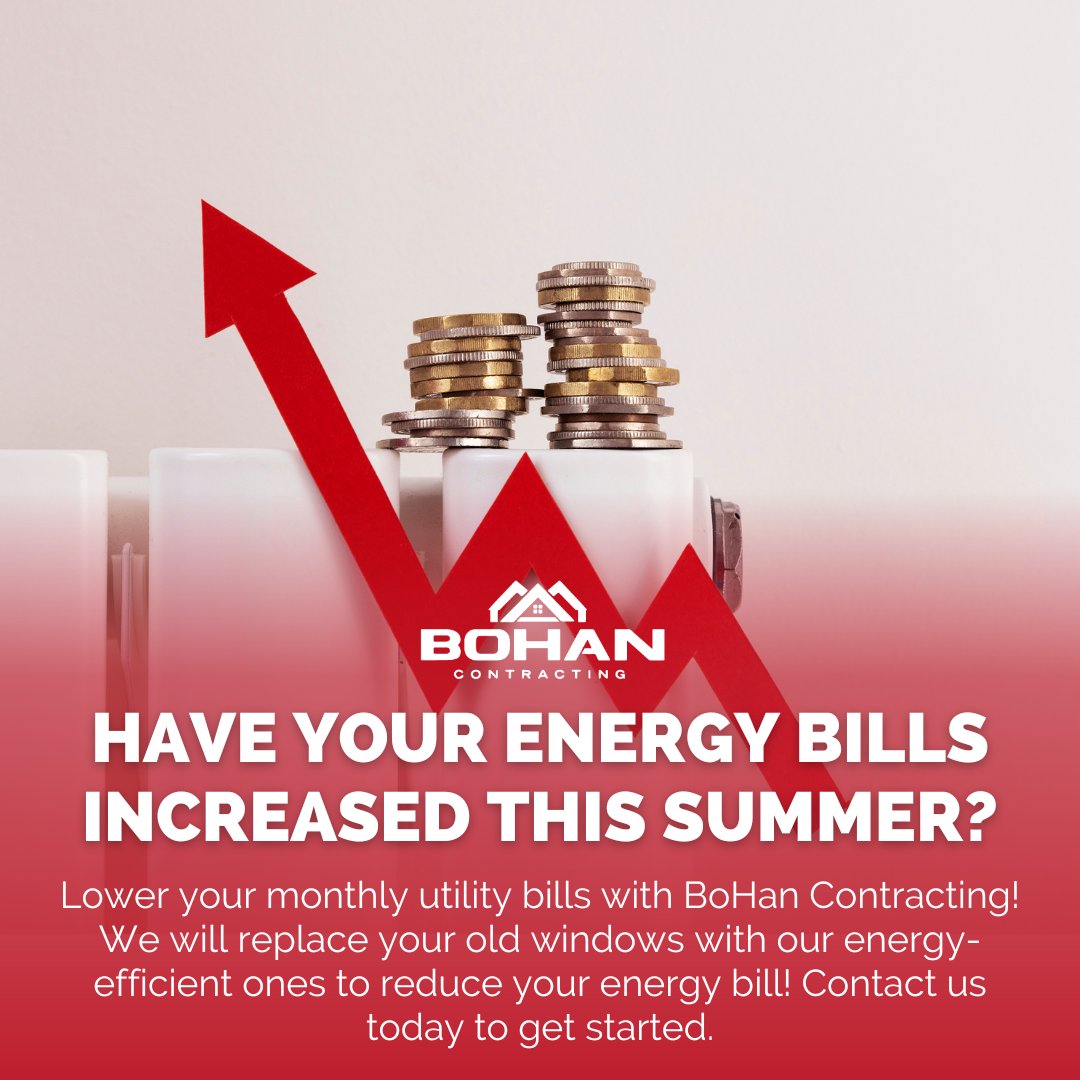 BoHanContract's tweet image. Feeling the heat of rising energy bills this summer? Take control of your utility costs with BoHan Contracting! 

Let our energy-efficient windows work their magic, keeping your home cool and your bills low.

#BoHanContracting #WindowReplacements