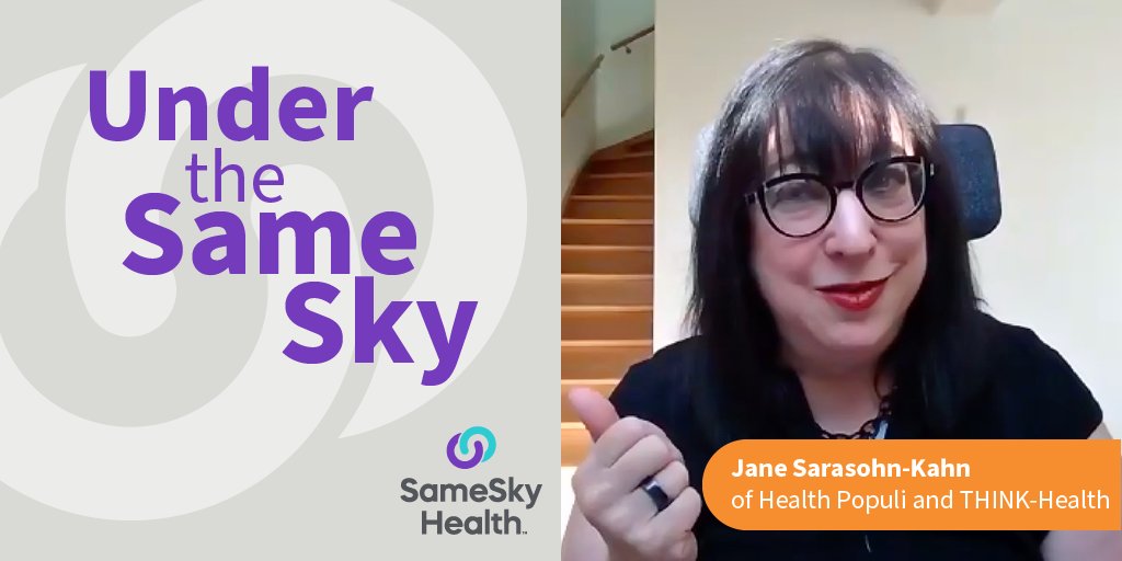 ICYMI: Jane Sarasohn-Kahn, health economist and communicator, has been described as a “trend weaver.” Recently our Abner Mason sat down with Jane for an engaging discussion in our series Under the Same Sky. Read the synopsis, and listen to the recording: sames.ky/3JhrUnx