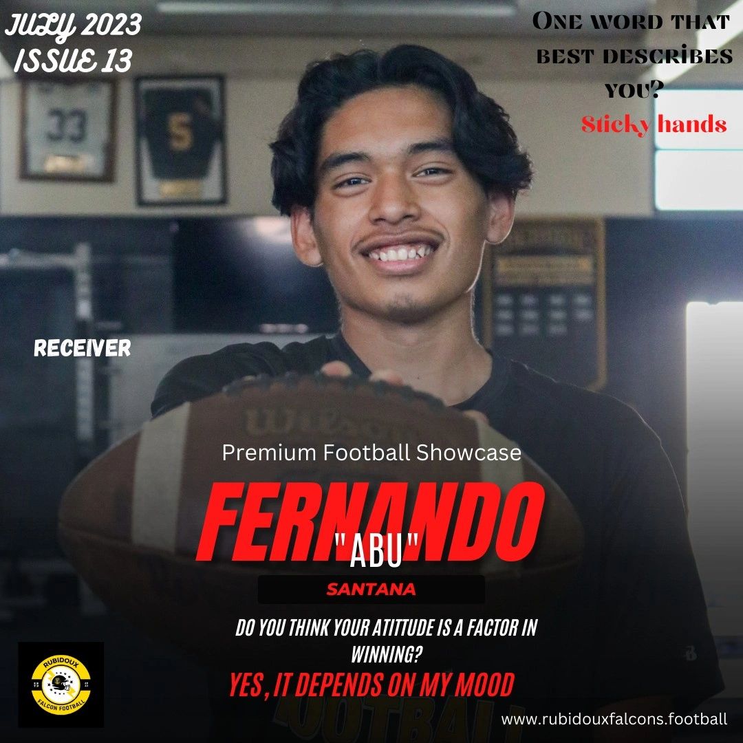 RubidouxFootb's tweet photo. Fernando is an 11th grader, multi-sport athlete ⚽️🏈 that will threaten the perimeter as a receiver this season. Go deep! ⚡️ #CCC #DouxBlvdFootball    

https://t.co/CX39jwD7aN https://t.co/71Z9l7X89B