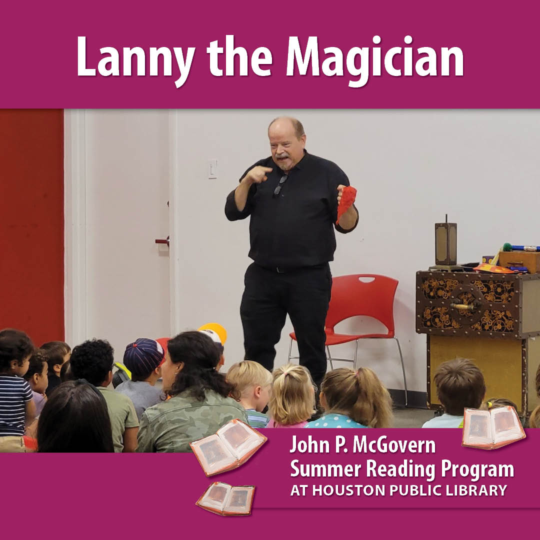 houstonlibrary's tweet image. Join us for a fast-paced, surprise-filled magic show designed especially for you by the marvelous Magic Lanny! #ILoveHPL #SummerReadingProgram
July 26, 2023 l Jungman Neighborhood Library l 2:30 PM
July 31, 2023 l Flores Neighborhood Library l 11 AM