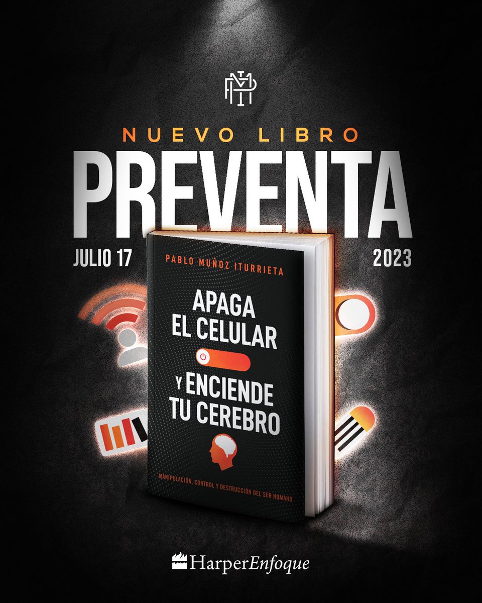 ¡Atención amigos!

Ya esta disponible la preventa de mi nuevo libro “Apaga el celular y enciende tu cerebro”, publicado por Harper Enfoque.

Adquirilo en:
Amazon: qrcd.org/3WUR
 B&amp;N: qrcd.org/3WUS
Apple: qrcd.org/3WUQ