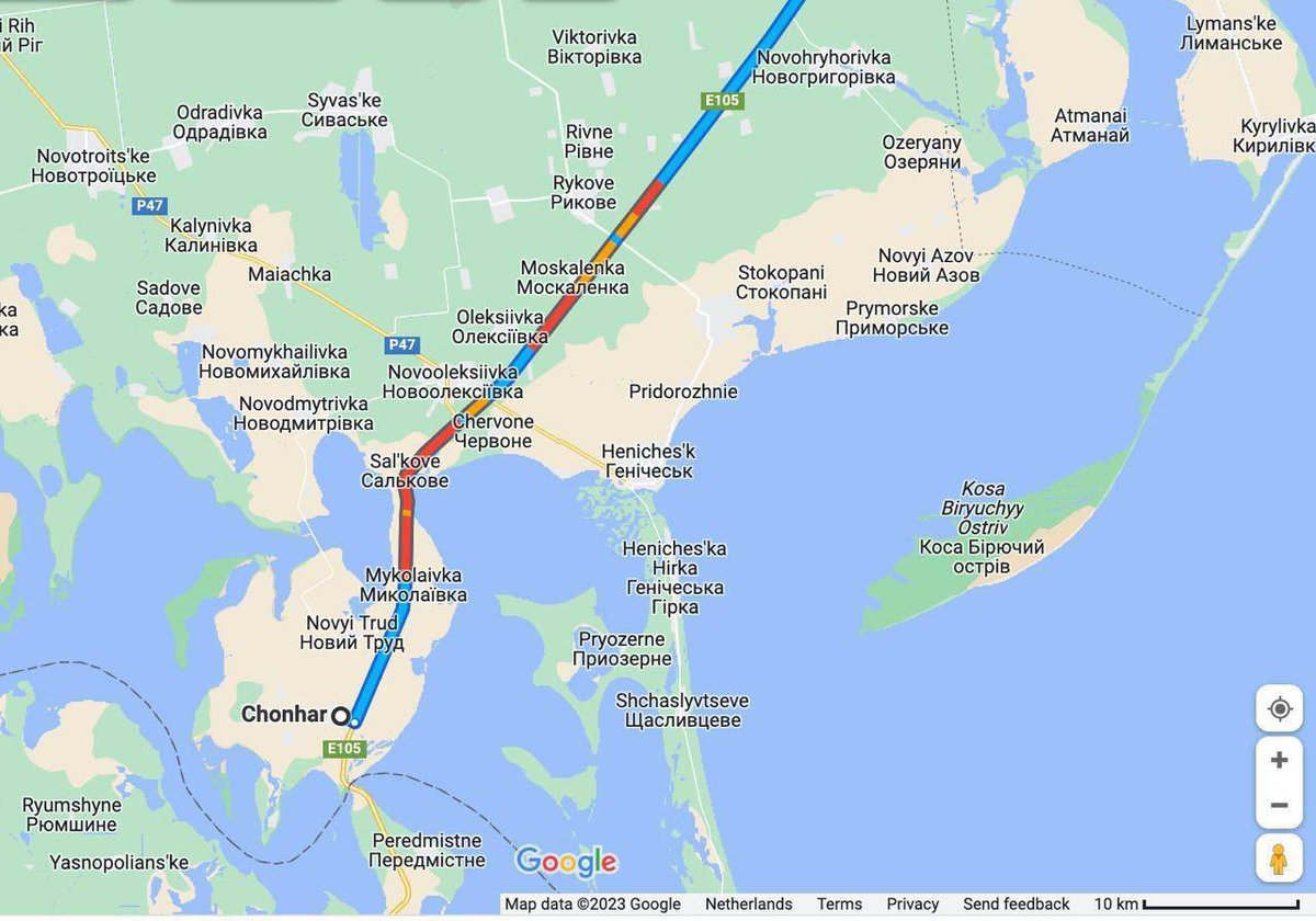 Maks_NAFO_FELLA's tweet photo. According to Google Maps, the traffic jam of cars fleeing from Crimea is already up to 25 km 👀 https://t.co/VomSquikUp