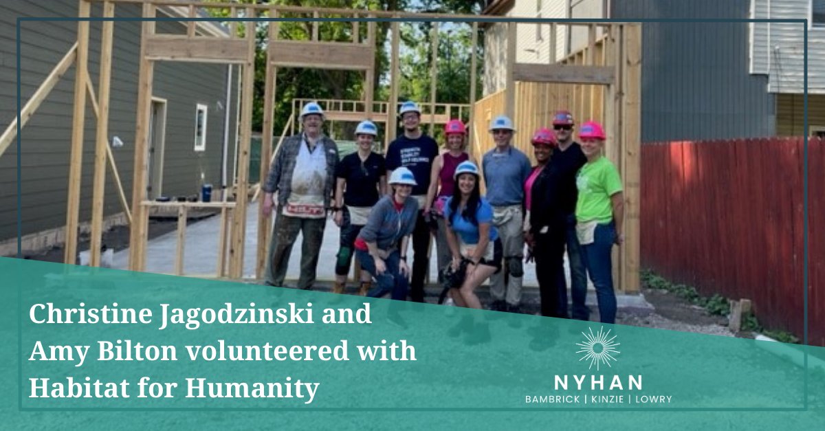 As Vice President and member of the Workers’ Compensation Lawyers Association (WLCA), respectively, Christine Jagodzinski and Amy Bilton recently volunteered in a Habitat for Humanity build with other members of the WCLA.

nbkllaw.com/about/communit…