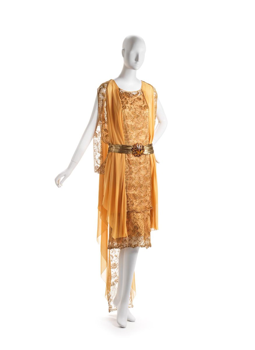 Just a little golden column of sunlight, opaque and sheer drifting together in layers. It is a #1920s design from the #CallotSoeurs, the trio of sisters who made such bold garments over two decades @NGVMelbourne #fashionhistory