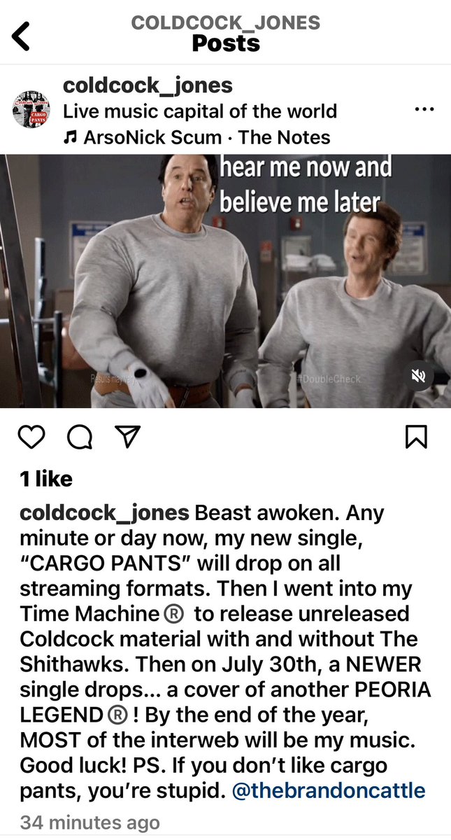 Coldcock is on “Instant Gram” and wanted us to let you know “that’s all he has time for.”  instagram.com/coldcock_jones…