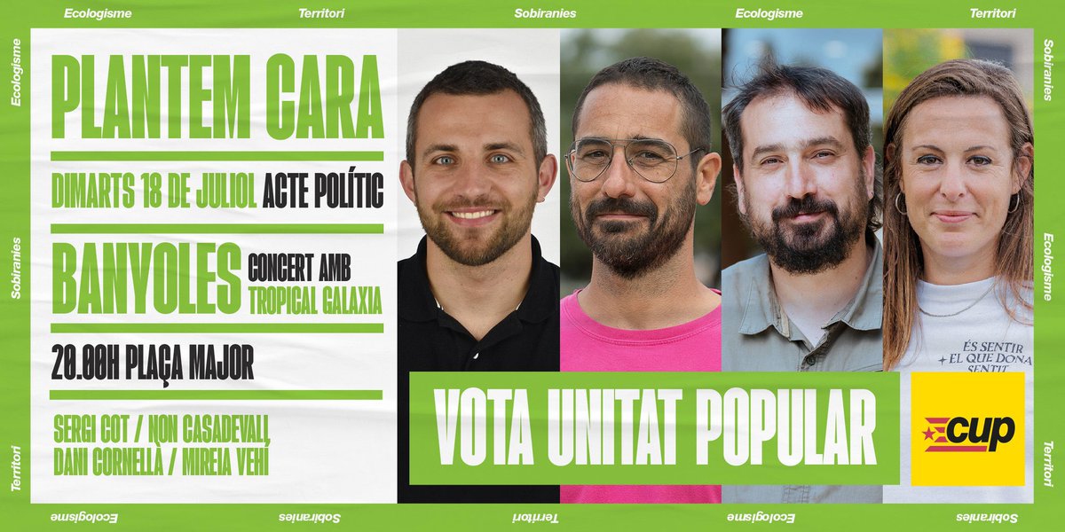 Avui i demà posarem una mica de ritme a la campanya de la <a href="/cupnacional/">CUP Països Catalans</a> perquè com va dir Gramsci, també necessitarem tot l’entusiasme! 💛 Plantem cara! Feixisme mai més!🔥🔥 open.spotify.com/artist/7f2RRsn…