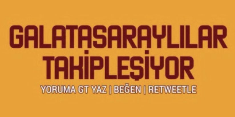 REKOR TAKİPLEŞME DE BENİ TAKİP ET🔥

Şampiyonluk Yolunda Tüm Galatasaray Hesapları Takipleşiyor

Sosyal Medyada Daha Güçlü Bir Galatasaray İçin Galatasaray Ailesi Birbirini Takibe alsın. 💛❤️

Tek Yapman Gereken Bu Tweeti RT-FAV Yapıp Yoruma GT Yazman yeterli
#GSLİLERTAKİPLESİYOR