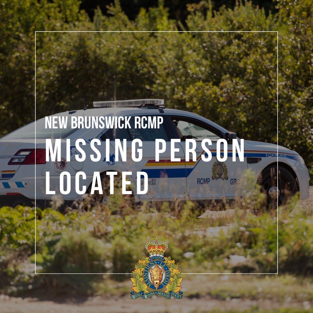 RCMPNB's tweet photo. Missing 51-year-old woman located safe, https://t.co/sFcGCHp4fj #CentralGreenwich https://t.co/Mn9sB0LFfO