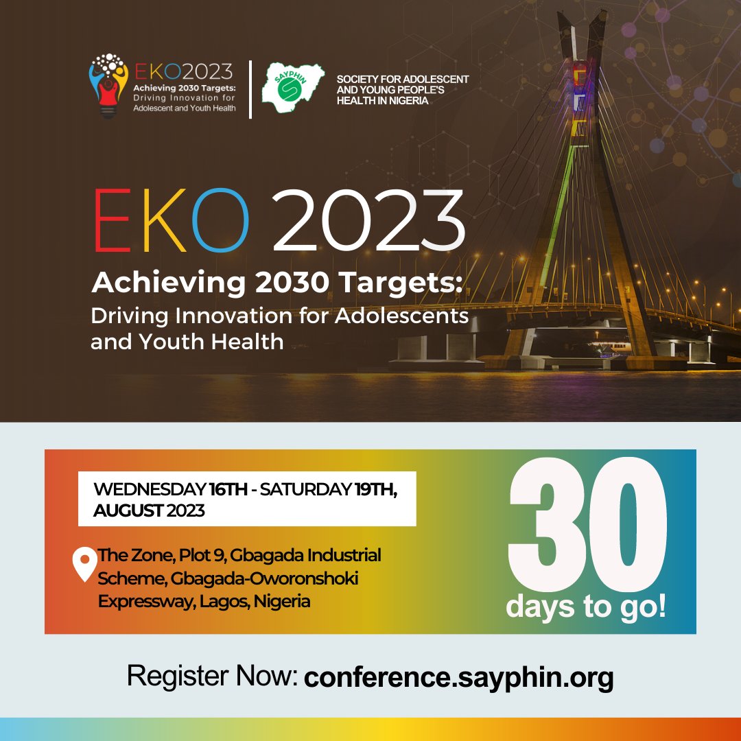 The 3rd Nigeria Conference on Adolescent and Young People's Health and Development is just 40 days away! Get ready for insightful discussions, networking opportunities and impactful outcomes. Visit conference.sayphin.org to register now. #SAYPHINEko2023 #SAYPHINEko2023