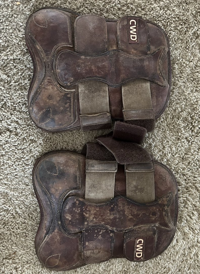 GroomSecrets's tweet photo. Brown leather CWD open front boots. Probably would look really nice after some cleaning and polish. $100 https://t.co/YubVE1Lo9b