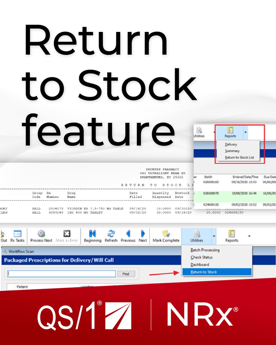 The Return to Stock feature in NRx works in conjunction with the workflow Delivery/Will Call queue. Optimize inventory control, improve workflow efficiency, maintain compliance with regulations, and improve medication adherence. Sign in for details 👉 redsail.us/44qGC4n