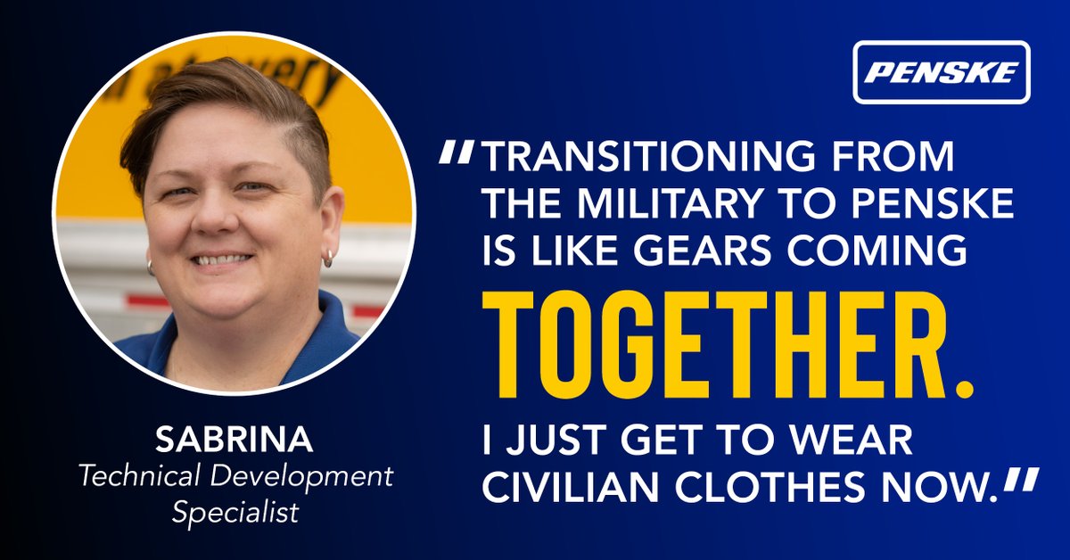 PenskeNews's tweet photo. Sabrina loves the opportunities #Penske gives its #technicians to advance.
Put your skills to work at an industry-leading company with hundreds of locations across North America. Learn more and apply today: https://t.co/wJ1VfzgV2m.
#techforce #veteransatwork #milmonday https://t.co/4uAtvKj2Eu