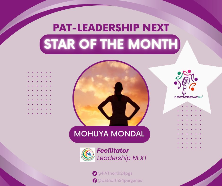 🌟 #StarOfTheMonth 🌟 
Congrats to Mohuya Mondal, our June PAT-Leadership Next Star! Her impact on Barasat Block Bijoyini leaders is remarkable. Promoting accountability, leadership skills, and consortium involvement. A valuable member of our team! Well done, Mohuya! #Achievement