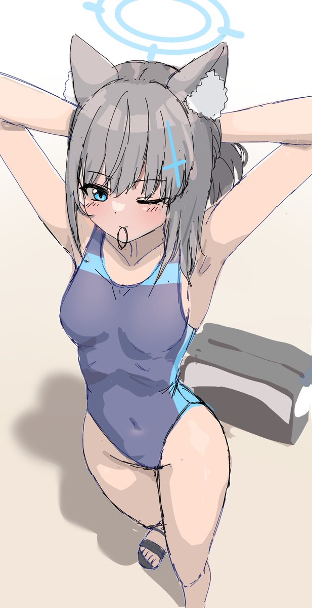 砂狼シロコ(ブルアカ) ,砂狼シロコ(水着) 「#wip」|彼方なか🎨Skeb・お仕事募集中のイラスト