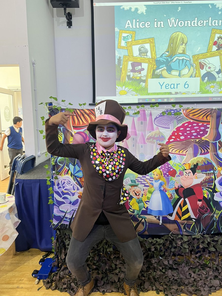 carltonj_i's tweet image. Meet some of our characters from Alice The Musical. Children made an excellent effort dressing up for their roles. #teamwork #classplay