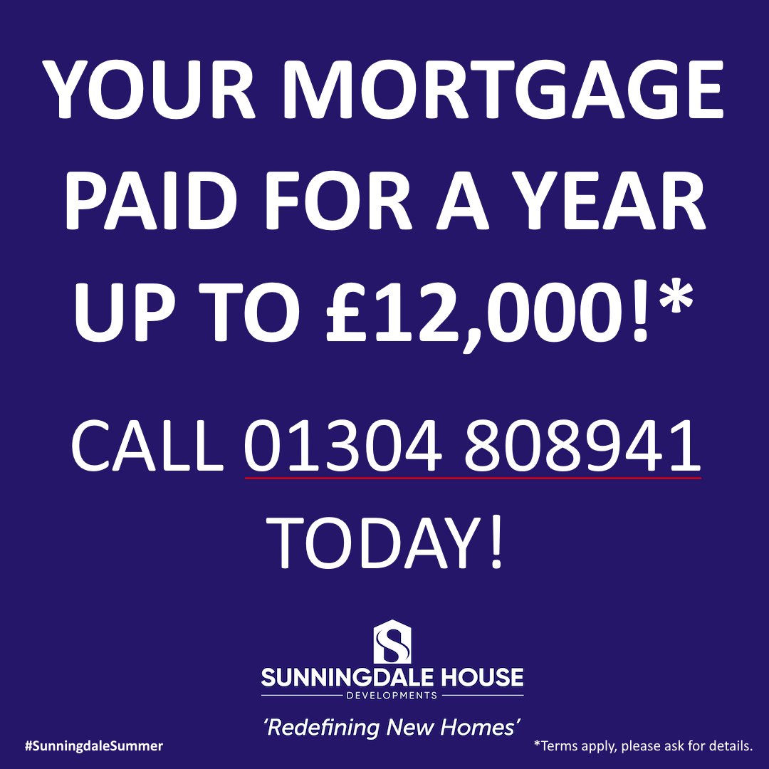 2 GREAT NEW OFFERS: #1 YOUR MORTGAGE PAID FOR A YEAR UP TO £12,000!*
FIND OUT MORE: CONTACT 01304 808941 / INFO@SUNNINGDALEHOUSE.CO.UK TODAY!

#SunningdaleSummer

*Terms and conditions apply. Please ask for details.